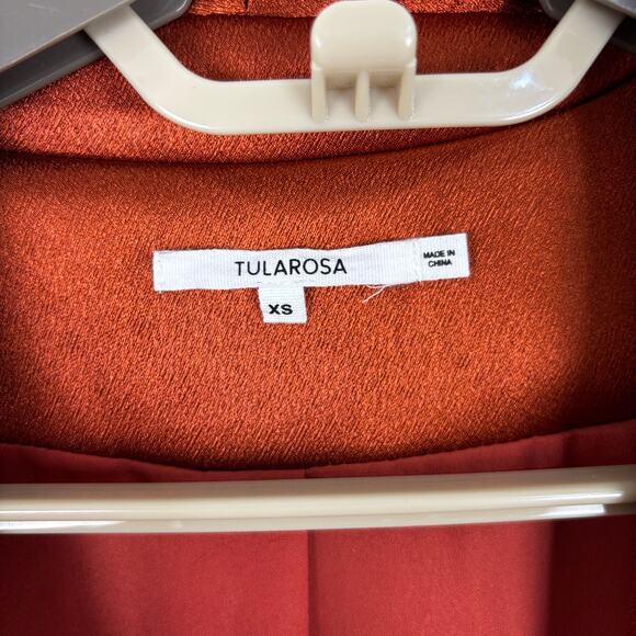 Tularosa (Revolve) Lani Satin Jacket Robe Kimono Bronze Orange XS flare sleeve - Picture 11 of 12